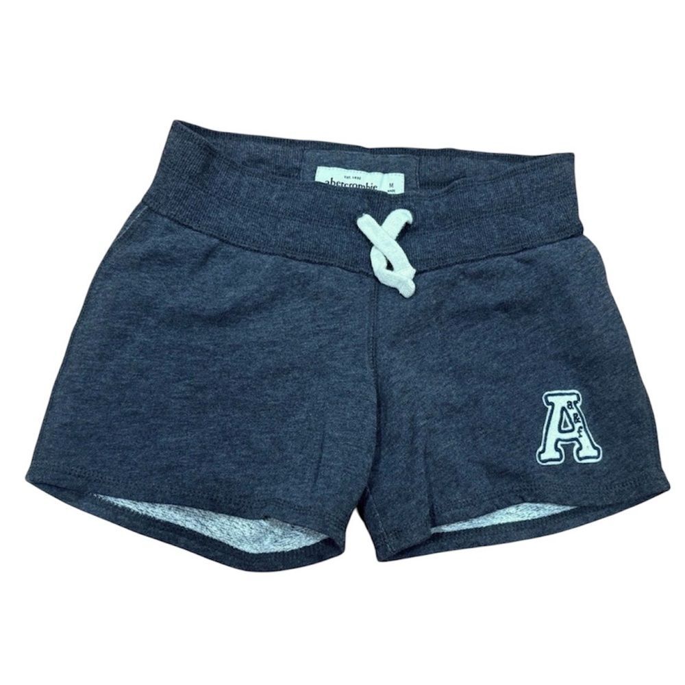 Abercrombie Kids Girls Medium Fleece Shorts Gray A-Logo Lounge Y2K
